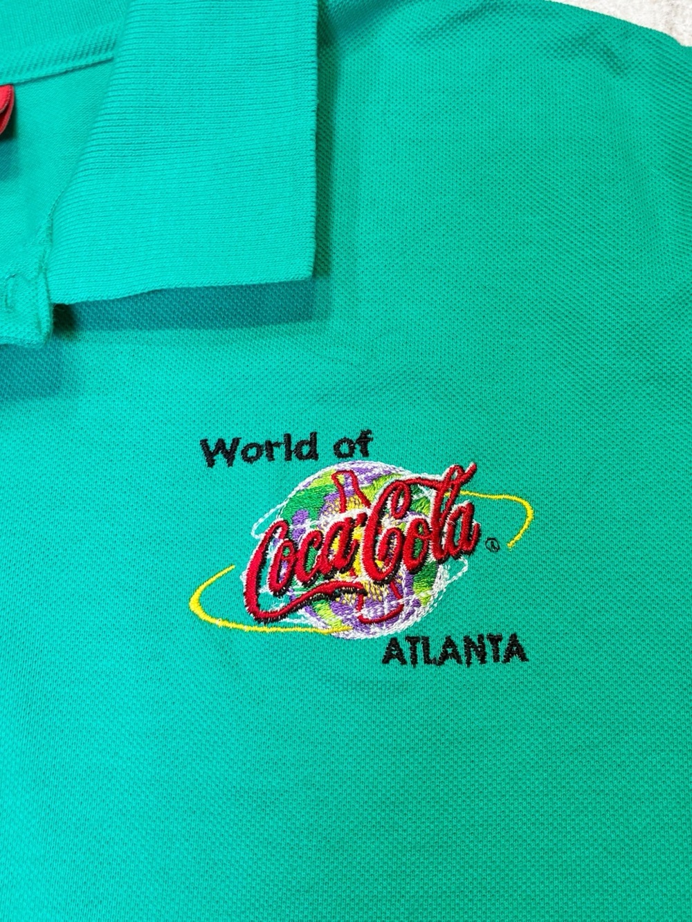 Coca Cola Teal Polo Shirt - World of Coca Cola Atlanta Embroidered Small